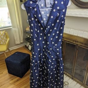 Gently used Retro Blue polka dot dress size 12